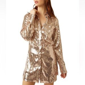 Free People Sophie Sequin Button Down Dress